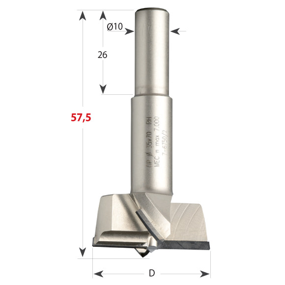Hinge Boring Bit 369 Diamond S10 PD – D35 S=10×26 L70 LH