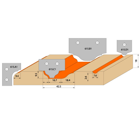 4pc Door Set C615