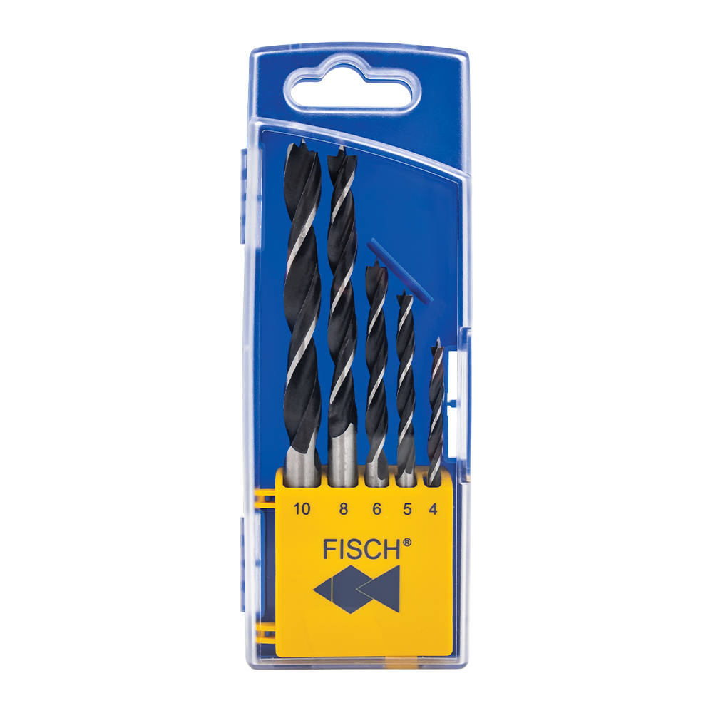 FISCH Wood Twist Drill Set 5 pcs - D4-5-6-8-10